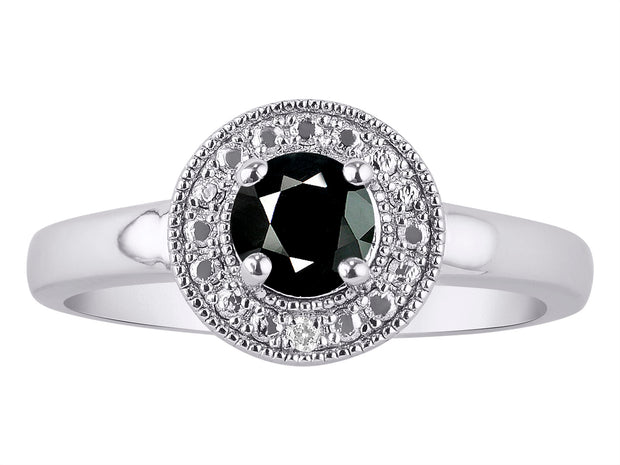 Rylos Halo Ring with Round 4MM Gemstone & Diamonds  Elegant Birthstone Jewelry for Women in Sterling Silver  Available in Sizes 5-10