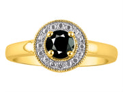 Rylos Halo Ring with Round 4MM Gemstone & Diamonds  Elegant Birthstone Jewelry for Women in Yellow Gold Plated Silver  Available in Sizes 5-10