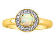 Rylos Halo Ring with Round 4MM Gemstone & Diamonds  Elegant Birthstone Jewelry for Women in Yellow Gold Plated Silver  Available in Sizes 5-10