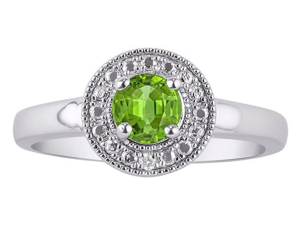 Rylos Halo Ring with Round 4MM Gemstone & Diamonds  Elegant Birthstone Jewelry for Women in Sterling Silver  Available in Sizes 5-10