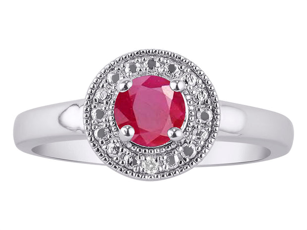 Rylos Halo Ring with Round 4MM Gemstone & Diamonds  Elegant Birthstone Jewelry for Women in Sterling Silver  Available in Sizes 5-10