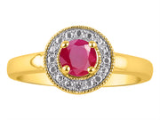 Rylos Halo Ring with Round 4MM Gemstone & Diamonds  Elegant Birthstone Jewelry for Women in Yellow Gold Plated Silver  Available in Sizes 5-10