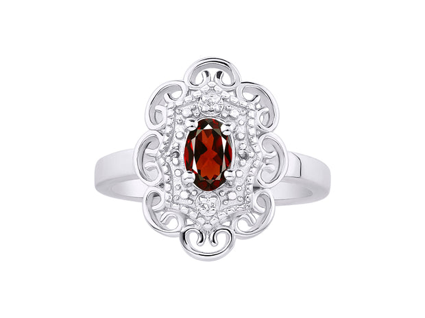 Rylos 14K White Gold Floral Designer Ring with 6X4MM Oval Gemstone & Sparkling Diamonds - Birthstone Jewelry for Women - Available in Sizes 5 to 10 Embrace Elegance!