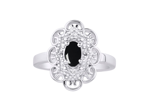 Rylos Floral Designer Ring with 6X4MM Oval Gemstone & Sparkling Diamonds in Sterling Silver- Birthstone Jewelry for Women - Available in Sizes 5 to 10 Embrace Elegance!