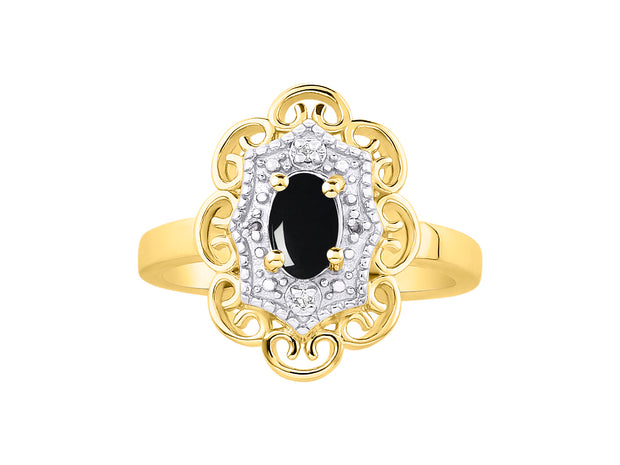 Rylos 14K Yellow Gold Floral Designer Ring with 6X4MM Oval Gemstone & Sparkling Diamonds - Birthstone Jewelry for Women - Available in Sizes 5 to 10 Embrace Elegance!