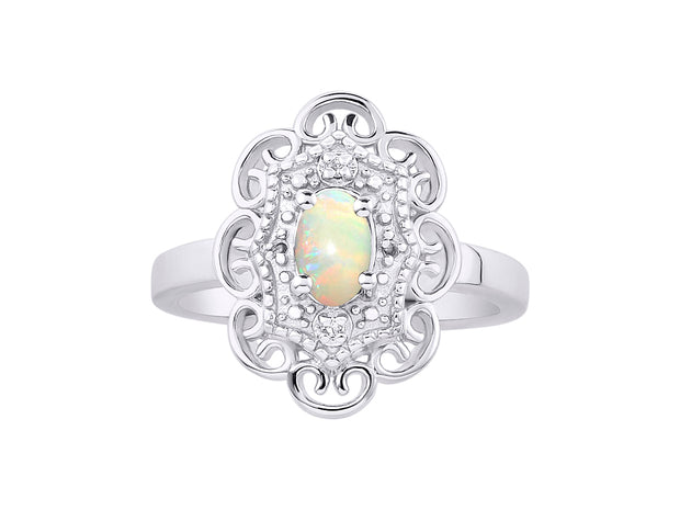 Rylos Floral Designer Ring with 6X4MM Oval Gemstone & Sparkling Diamonds in Sterling Silver- Birthstone Jewelry for Women - Available in Sizes 5 to 10 Embrace Elegance!