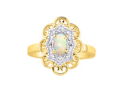 Rylos 14K Yellow Gold Floral Designer Ring with 6X4MM Oval Gemstone & Sparkling Diamonds - Birthstone Jewelry for Women - Available in Sizes 5 to 10 Embrace Elegance!