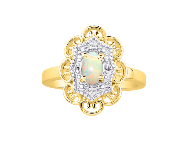 Rylos 14K Yellow Gold Floral Designer Ring with 6X4MM Oval Gemstone & Sparkling Diamonds - Birthstone Jewelry for Women - Available in Sizes 5 to 10 Embrace Elegance!