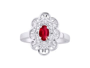 Rylos Floral Designer Ring with 6X4MM Oval Gemstone & Sparkling Diamonds in Sterling Silver- Birthstone Jewelry for Women - Available in Sizes 5 to 10 Embrace Elegance!