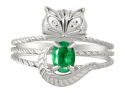 Rylos CAT Ring: 7X5MM Oval Gemstone & Diamonds - Sterling Silver Birthstone Jewelry for Women - Sizes 5-13 Available.