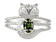 Rylos CAT Ring: 7X5MM Oval Gemstone & Diamonds - Sterling Silver Birthstone Jewelry for Women - Sizes 5-13 Available.