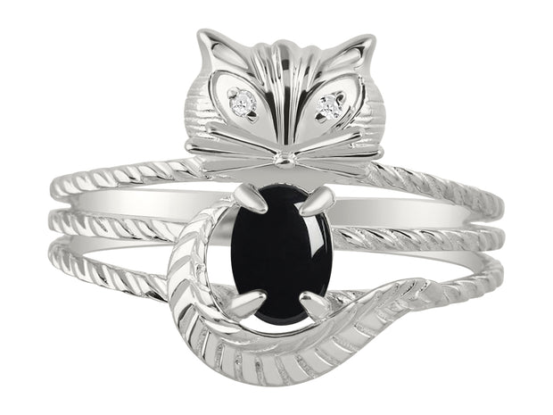 Rylos CAT Ring: 7X5MM Oval Gemstone & Diamonds - Sterling Silver Birthstone Jewelry for Women - Sizes 5-13 Available.