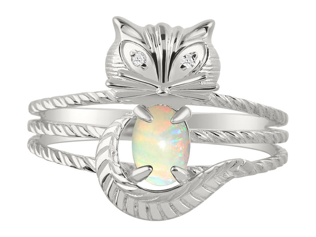 Rylos CAT Ring: 7X5MM Oval Gemstone & Diamonds - Sterling Silver Birthstone Jewelry for Women - Sizes 5-13 Available.