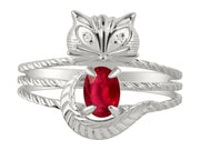 Rylos CAT Ring: 7X5MM Oval Gemstone & Diamonds - Sterling Silver Birthstone Jewelry for Women - Sizes 5-13 Available.