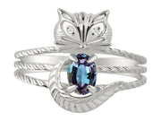 Rylos CAT Ring: 7X5MM Oval Gemstone & Diamonds - Sterling Silver Birthstone Jewelry for Women - Sizes 5-13 Available.