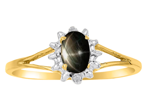 Rylos Halo Ring: Diamond Birthstone with 6X4MM Oval Gemstone - Women's Jewelry in Yellow Gold Plated Silver - Stunning Diamond Ring Sizes 5-10