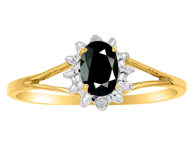 Rylos Halo Ring: Diamond Birthstone with 6X4MM Oval Gemstone - Women's Jewelry in Yellow Gold Plated Silver - Stunning Diamond Ring Sizes 5-10