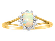 Rylos Halo Ring: Diamond Birthstone with 6X4MM Oval Gemstone - Women's Jewelry in Yellow Gold Plated Silver - Stunning Diamond Ring Sizes 5-10