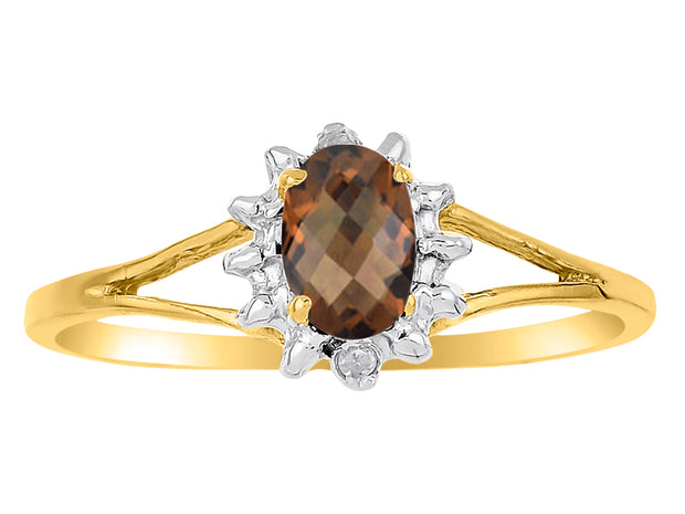 Rylos Halo Ring: Diamond Birthstone with 6X4MM Oval Gemstone - Women's Jewelry in Yellow Gold Plated Silver - Stunning Diamond Ring Sizes 5-10