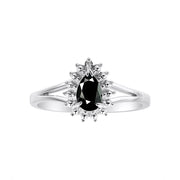 Rylos Halo Ring: Diamonds, 6X4MM Pear-Shaped Gemstone - Women's Color Stone Birthstone Jewelry - Elegant Sterling Silver Ring Sizes 5-10