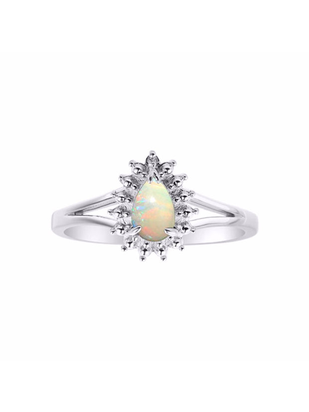 Rylos Halo Ring: Diamonds, 6X4MM Pear-Shaped Gemstone - Women's Color Stone Birthstone Jewelry - Elegant Sterling Silver Ring Sizes 5-10