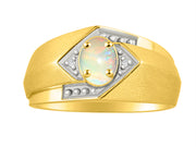 Rylos Men's Rings 14K Yellow Gold Ring: 6X4MM Oval Shape Gemstone & Sparkling Diamonds - Color Stone Birthstone Rings for Men in Gold, Available in Sizes 8-13