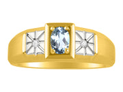 Rylos Men's Classic 14K Yellow Gold Designer Ring: 6X4MM Oval Gemstone & Sparkling Diamond Accent - Birthstone Rings for Men - Available in Sizes 8-13.