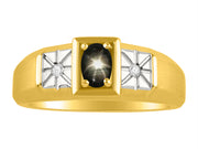 Rylos Men's Classic 14K Yellow Gold Designer Ring: 6X4MM Oval Gemstone & Sparkling Diamond Accent - Birthstone Rings for Men - Available in Sizes 8-13.