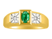 Rylos Men's Classic 14K Yellow Gold Designer Ring: 6X4MM Oval Gemstone & Sparkling Diamond Accent - Birthstone Rings for Men - Available in Sizes 8-13.