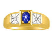 Rylos Men's Classic 14K Yellow Gold Designer Ring: 6X4MM Oval Gemstone & Sparkling Diamond Accent - Birthstone Rings for Men - Available in Sizes 8-13.