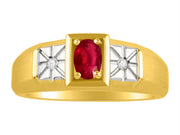 Rylos Men's Classic 14K Yellow Gold Designer Ring: 6X4MM Oval Gemstone & Sparkling Diamond Accent - Birthstone Rings for Men - Available in Sizes 8-13.