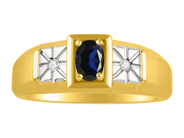 Rylos Men's Classic 14K Yellow Gold Designer Ring: 6X4MM Oval Gemstone & Sparkling Diamond Accent - Birthstone Rings for Men - Available in Sizes 8-13.