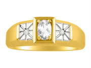 Rylos Men's Classic 14K Yellow Gold Designer Ring: 6X4MM Oval Gemstone & Sparkling Diamond Accent - Birthstone Rings for Men - Available in Sizes 8-13.