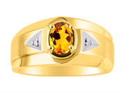 Rylos Men's Rings 14K Yellow Gold Classic 7X5MM Oval Gemstone & Sparkling Diamond Designer Ring - Color Stone Birthstone Rings, Sizes 8-13. Elevate Your Style with Timeless Sophistication!