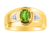 Rylos Men's Rings 14K Yellow Gold Classic 7X5MM Oval Gemstone & Sparkling Diamond Designer Ring - Color Stone Birthstone Rings, Sizes 8-13. Elevate Your Style with Timeless Sophistication!