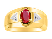 Rylos Men's Rings 14K Yellow Gold Classic 7X5MM Oval Gemstone & Sparkling Diamond Designer Ring - Color Stone Birthstone Rings, Sizes 8-13. Elevate Your Style with Timeless Sophistication!