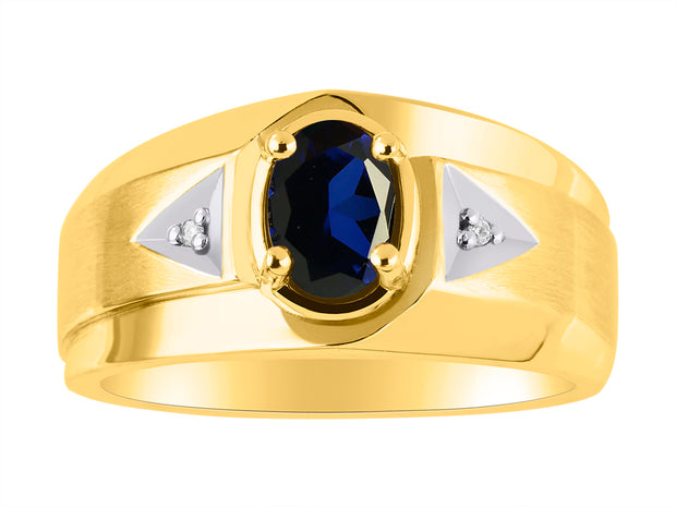 Rylos Men's Rings 14K Yellow Gold Classic 7X5MM Oval Gemstone & Sparkling Diamond Designer Ring - Color Stone Birthstone Rings, Sizes 8-13. Elevate Your Style with Timeless Sophistication!