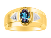 Rylos Men's Rings 14K Yellow Gold Classic 7X5MM Oval Gemstone & Sparkling Diamond Designer Ring - Color Stone Birthstone Rings, Sizes 8-13. Elevate Your Style with Timeless Sophistication!