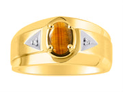 Rylos Men's Rings 14K Yellow Gold Classic 7X5MM Oval Gemstone & Sparkling Diamond Designer Ring - Color Stone Birthstone Rings, Sizes 8-13. Elevate Your Style with Timeless Sophistication!