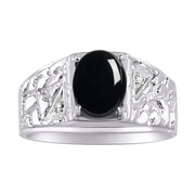 Rylos Men's Rings 14K White Gold Designer Nugget Ring: Oval 9X7MM Gemstone & Sparkling Diamonds - Color Stone Birthstone Rings, Sizes 8-13. Mens Jewelry