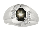 Rylos 14K White Gold Men's & or Ladies Ring with 8X6MM Oval Gemstone & Diamonds - Unisex Color Stone Birthstone Band Ring Sizes 8-13