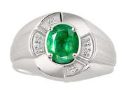 Rylos 14K White Gold Men's & or Ladies Ring with 8X6MM Oval Gemstone & Diamonds - Unisex Color Stone Birthstone Band Ring Sizes 8-13