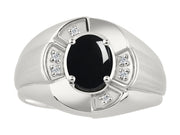 Rylos 14K White Gold Men's & or Ladies Ring with 8X6MM Oval Gemstone & Diamonds - Unisex Color Stone Birthstone Band Ring Sizes 8-13