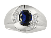 Rylos Sterling Silver Men's & or Ladies Ring with 8X6MM Oval Gemstone & Diamonds - Unisex Color Stone Birthstone Ring Sizes 7-13