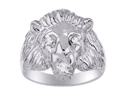 Rylos Lion Head Ring Gemstones in Eyes & Mouth - #1 in Men's Jewelry; Conversation Starter Sizes 6-13 set in Sterling Silver