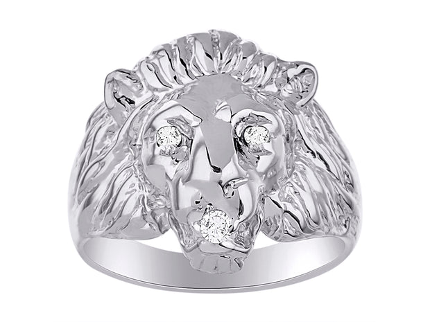 Rylos Lion Head Ring with Black Diamonds in Eyes & Gemstone in the Mouth  Fun Designer Sterling Silver Rings in Sizes 6-13