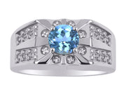 Rylos Men's Designer Starburst Ring with 7MM Round Gemstone & Diamond  Birthstone Rings in Sizes 8-13 in Sterling Silver