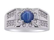 Rylos Men's Designer Starburst Ring with 7MM Round Gemstone & Diamond  Birthstone Rings in Sizes 8-13 in Sterling Silver