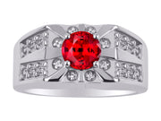 Rylos Men's Designer Starburst Ring with 7MM Round Gemstone & Diamond  Birthstone Rings in Sizes 8-13 in Sterling Silver