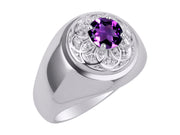 Rylos Men's Designer Gypsy Ring with 7MM Round Gemstone & Diamond  Birthstone Rings in Sizes 8-13 in Sterling Silver